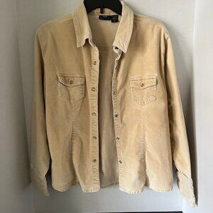 Bailey's Point tan corduroy snap up shirt. Women's size XL